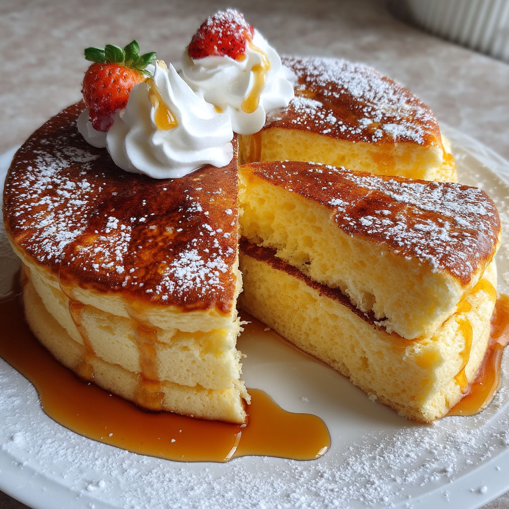 A slice of cake with strawberries and whipped cream.