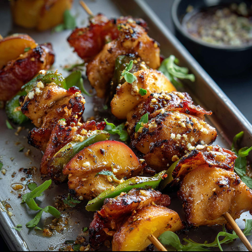 Jalapeno Peach Chicken Skewers.