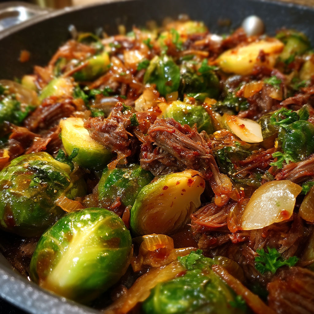 A close up of a dish with meat and vegetables.