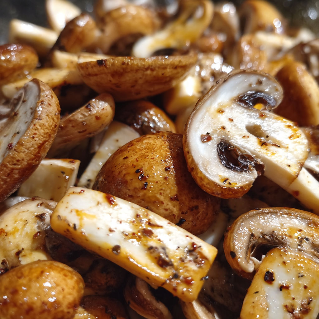 A close up of mushrooms with a spice rub.
