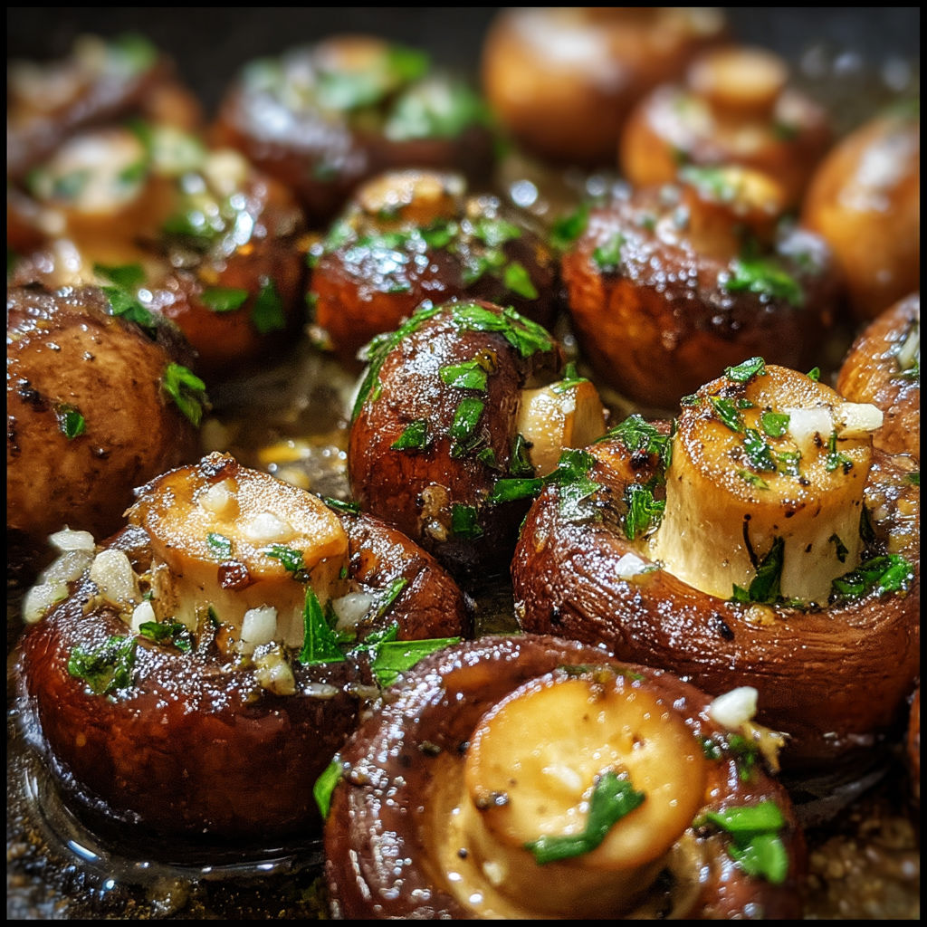 Red wine mushrooms on a plate.