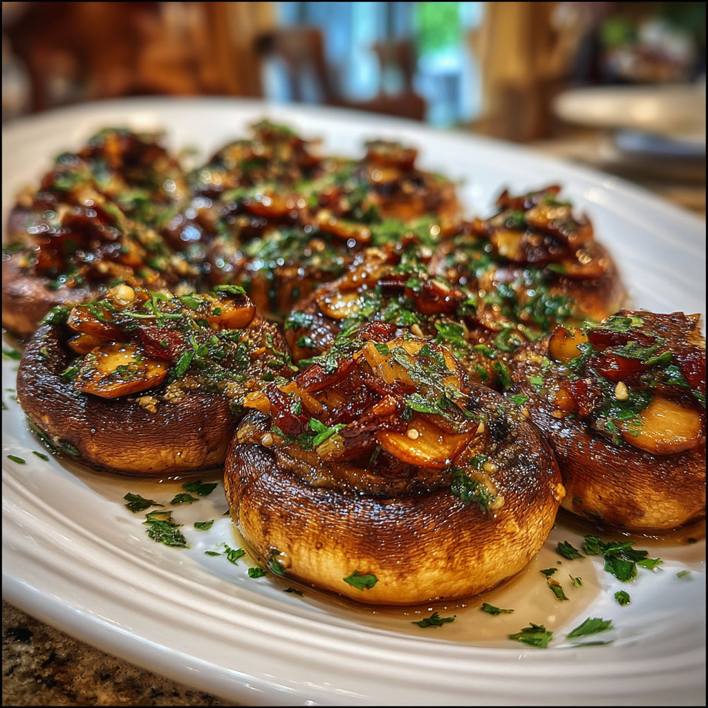 A plate of mushrooms with a ranch dressing.