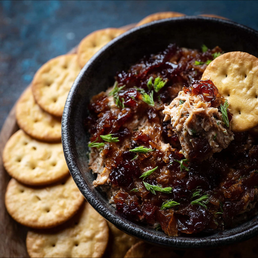 A bowl of food with crackers on the side.