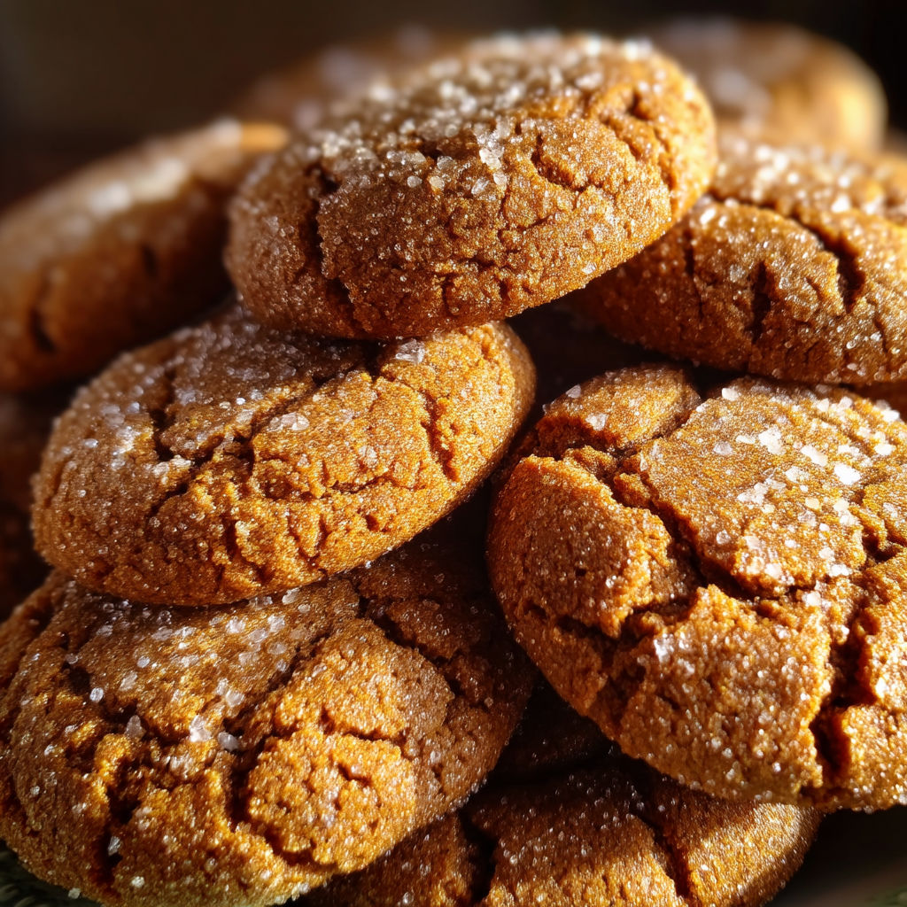 A stack of crispy gingersnap cookies.