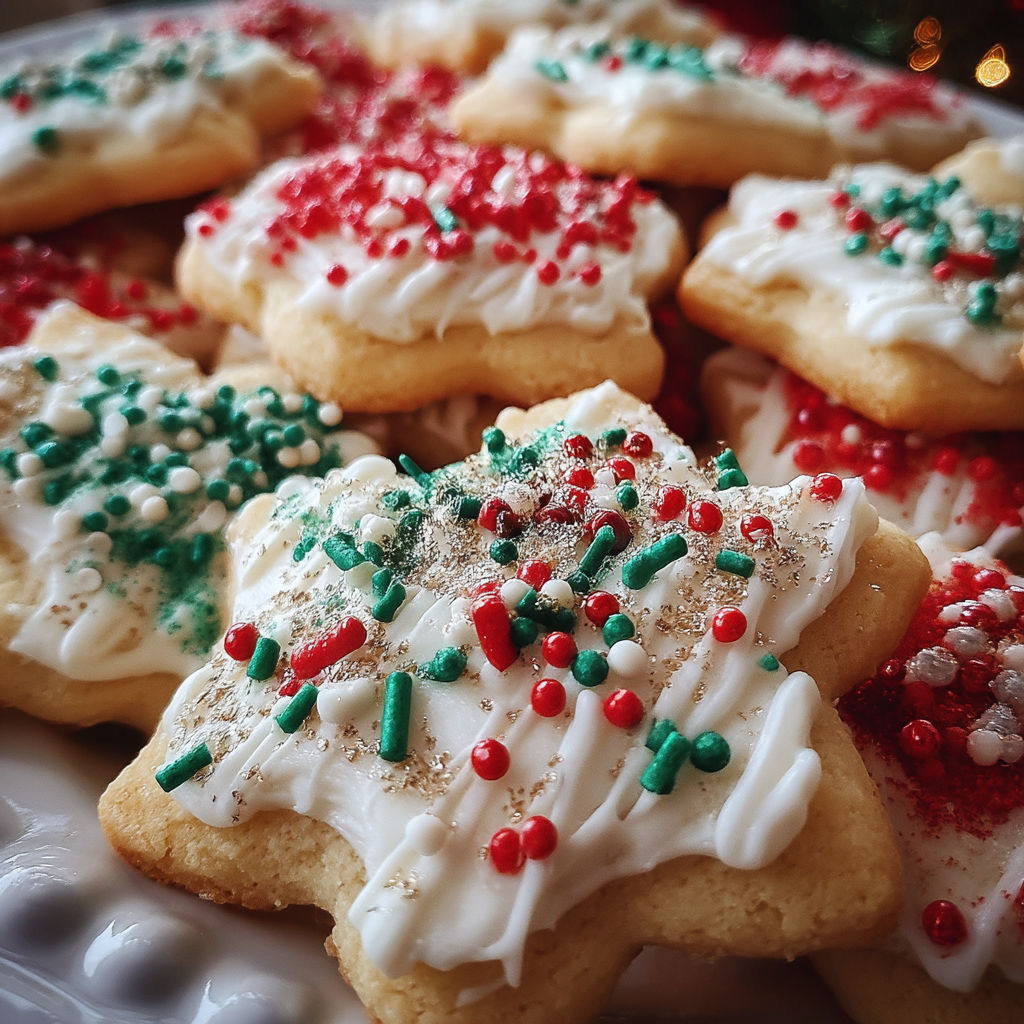 A plate of Christmas cookies.