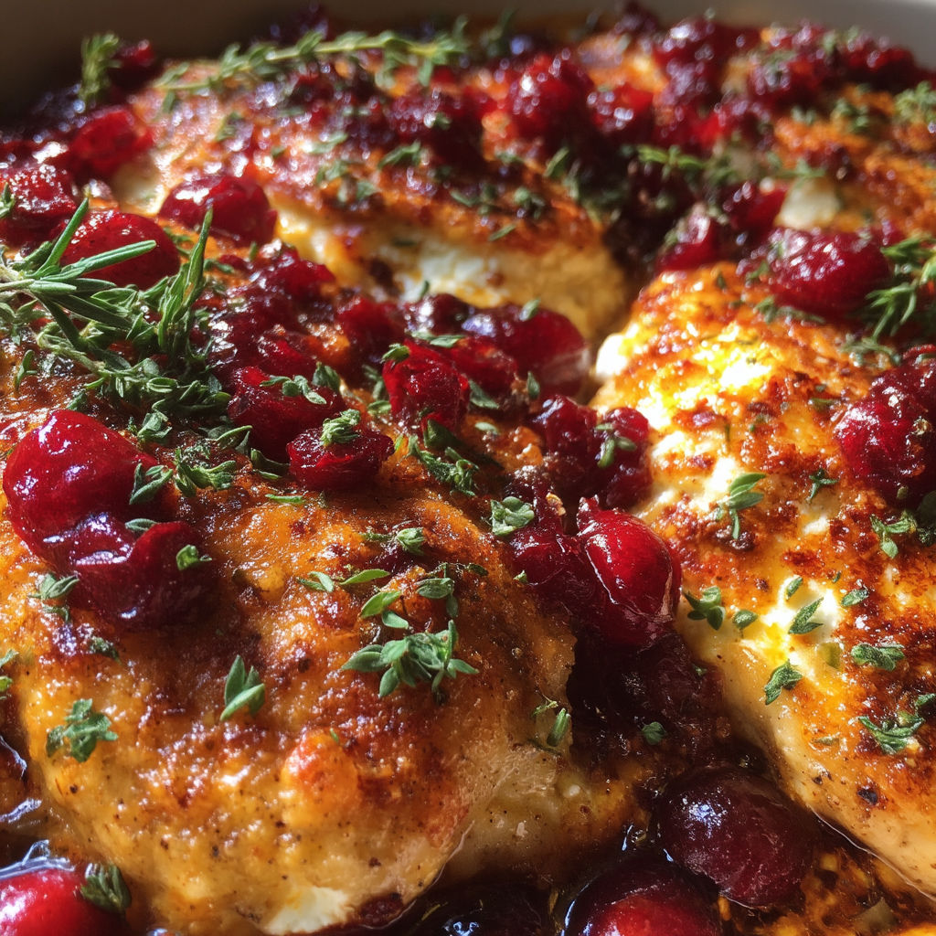 A close up of a dish with meat and berries.