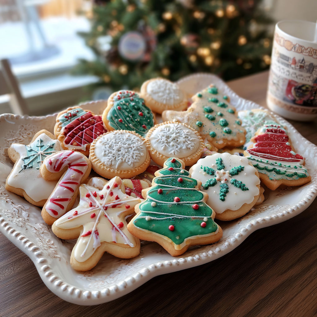 A plate of Christmas cookies.