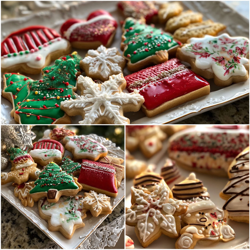 A variety of Christmas cookies on a plate.