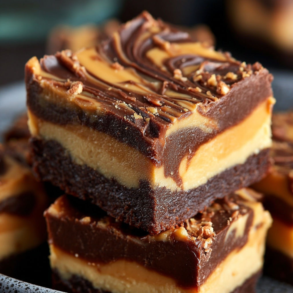 A close up of a chocolate dessert with caramel and nuts.