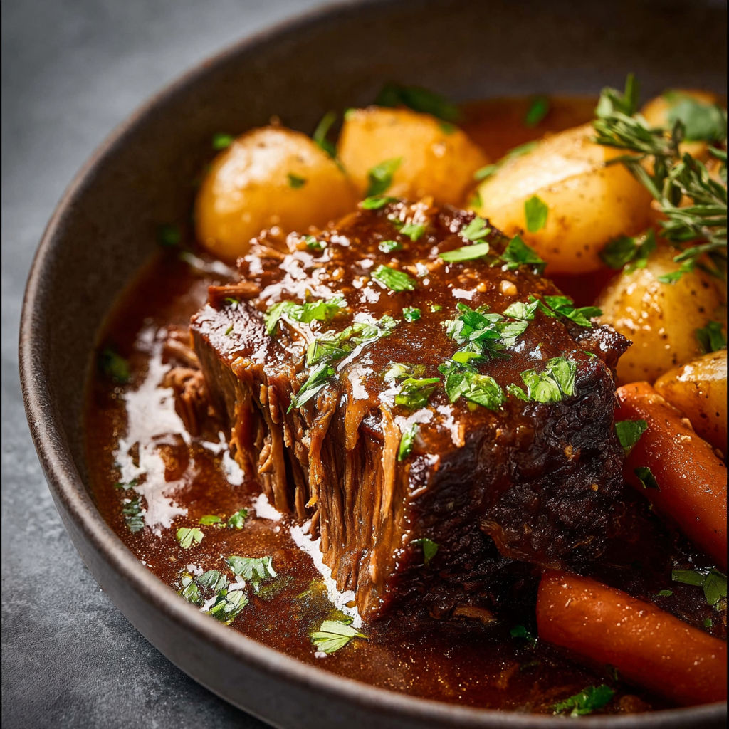 A plate of food with meat and potatoes.