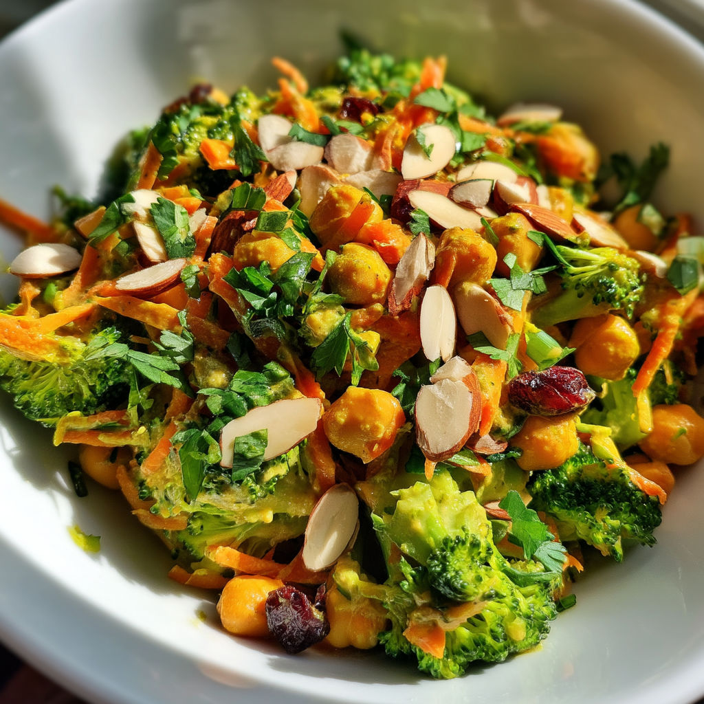 A bowl of vegetables including broccoli and carrots.