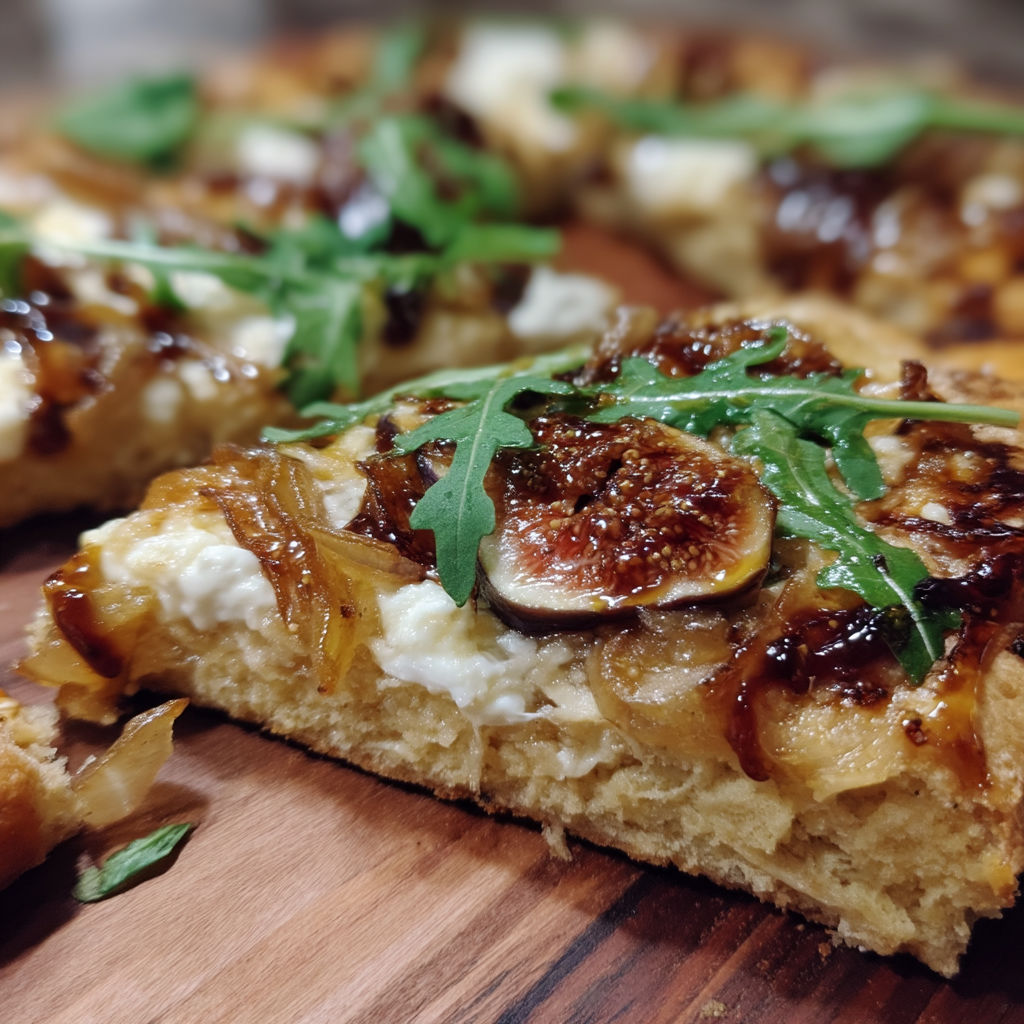 A slice of pizza with a fig on top.