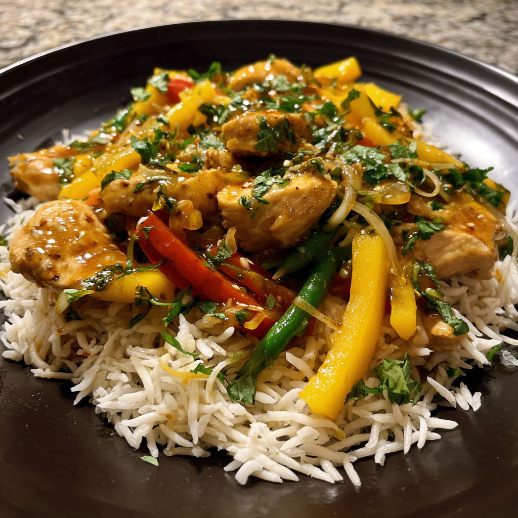 A plate of food with rice and vegetables.