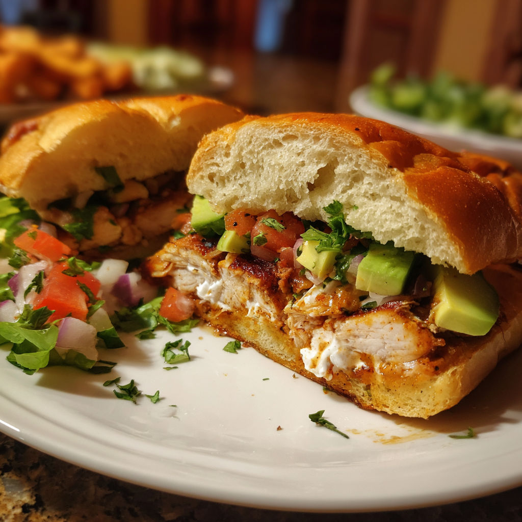 A flavor-packed chicken torta sandwich.