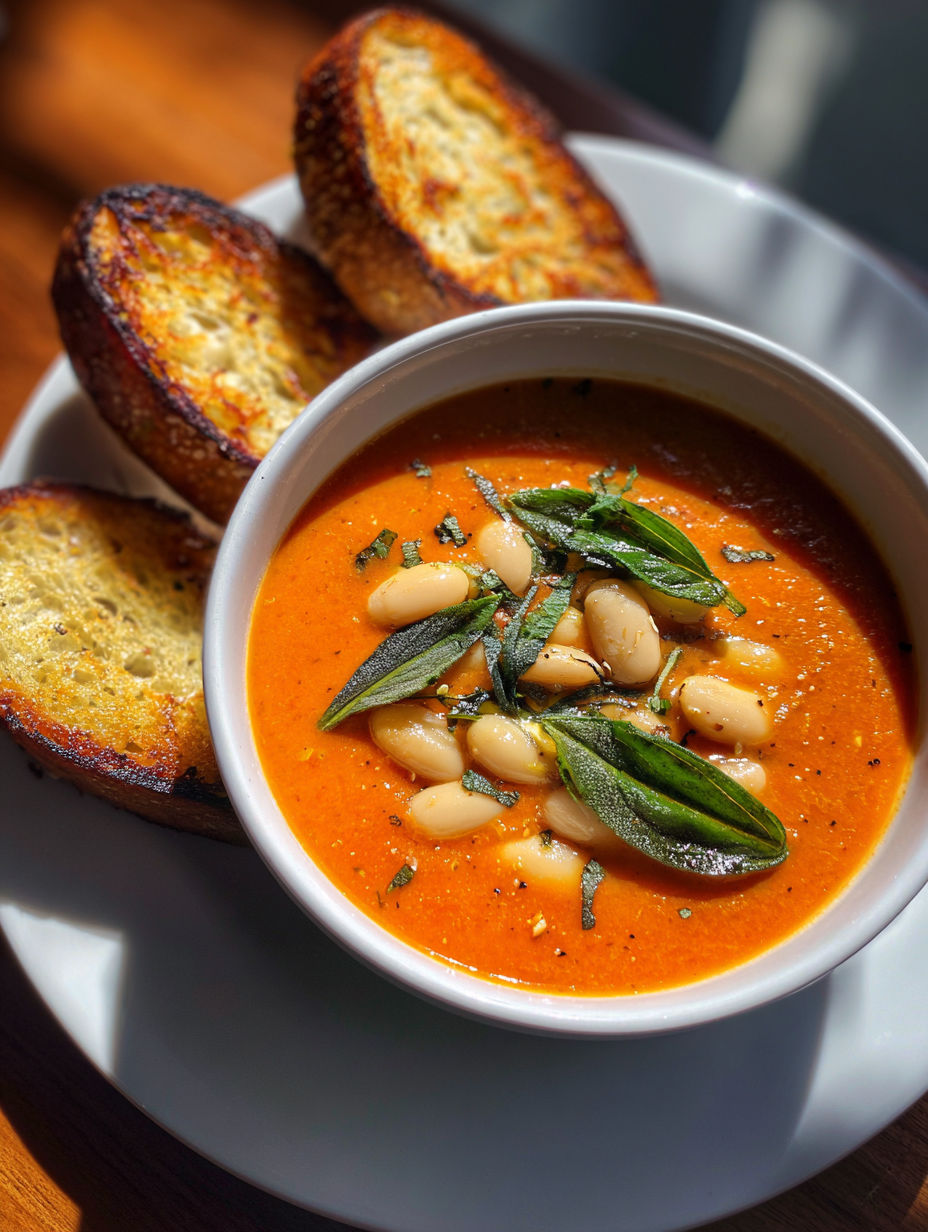 A bowl of soup with a spoon in it.