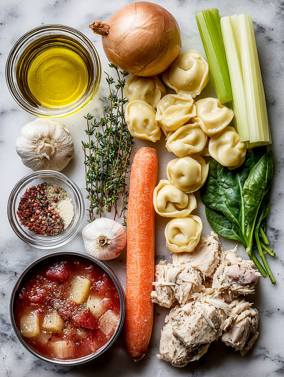A bowl of soup with various ingredients.