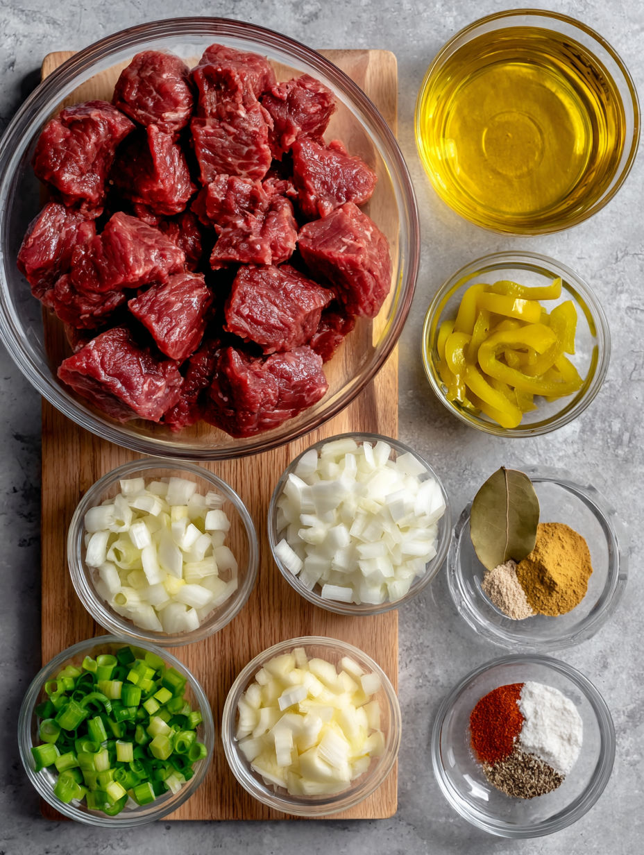 A bowl of meat and vegetables.
