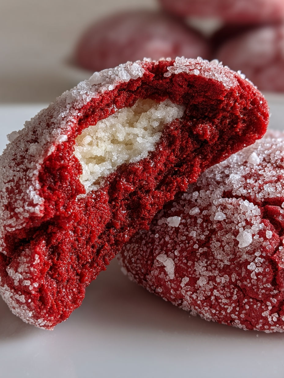 A red velvet cookie with white frosting.