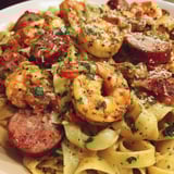 A plate of Cajun Shrimp and Sausage Pasta.