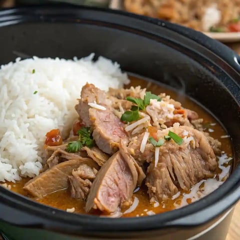 A bowl of slow cooker Kalua pork.