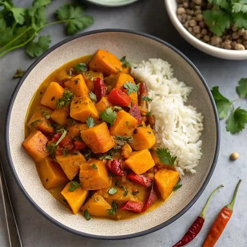 A bowl of sweet potato curry.
