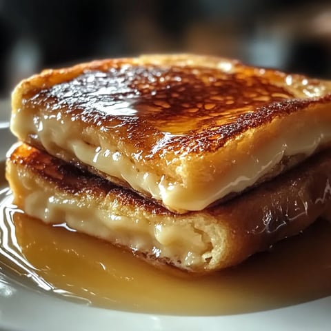 A plate of French toast with syrup on it.