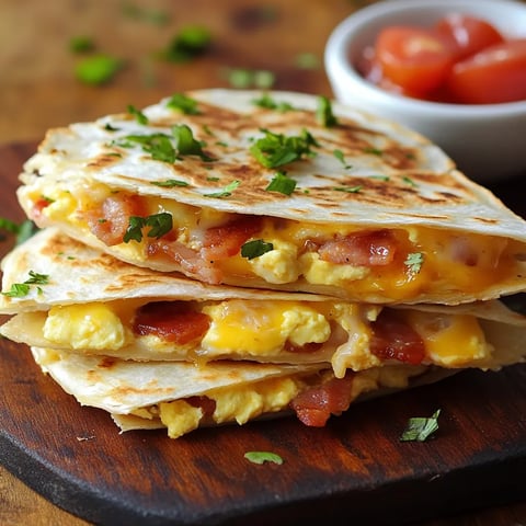 Bacon, egg and cheese quesadilla.