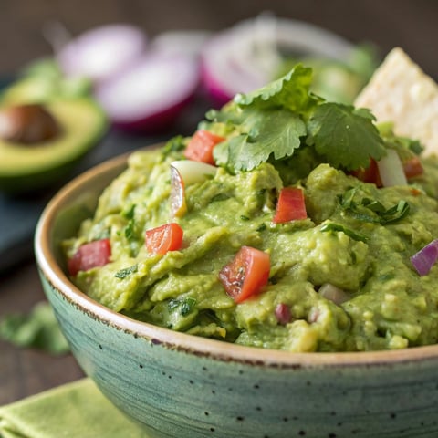 A bowl of guacamole with tomatoes and onions.