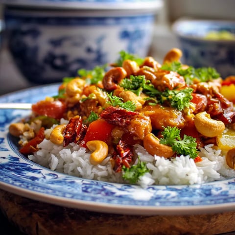 A plate of slow cooker cashew chicken.