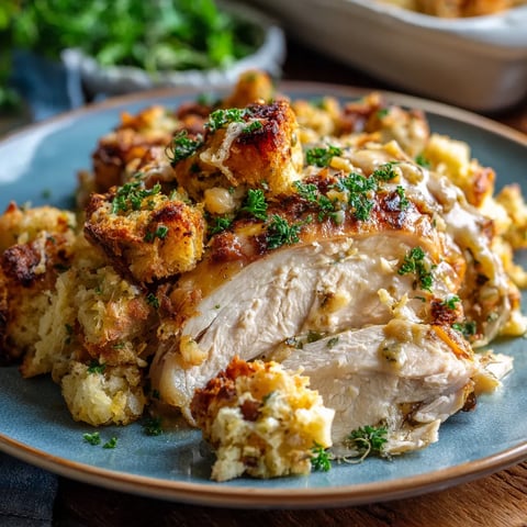 A plate of chicken and stuffing.