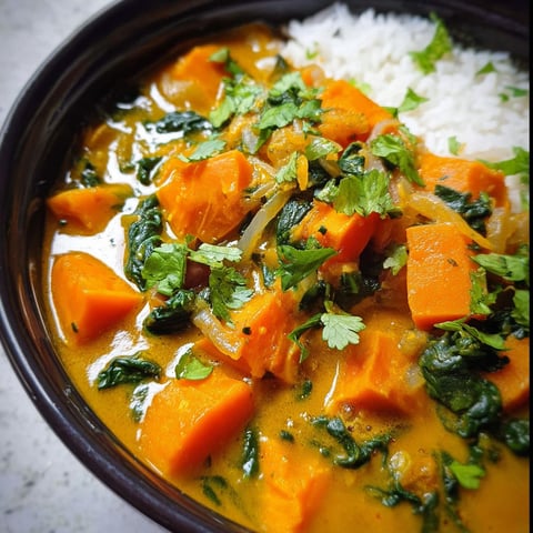 A bowl of slow cooker sweet potato curry.