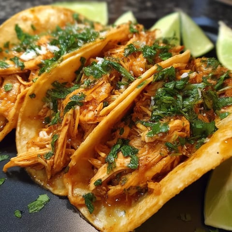 A plate of shredded chicken tacos.