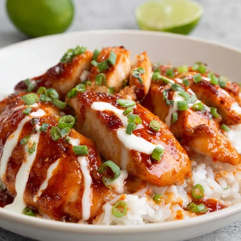 A plate of honey sriracha chicken.