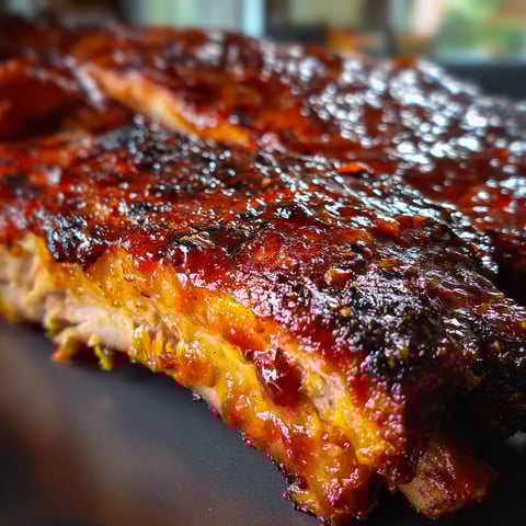 A close up of a delicious looking ribs.
