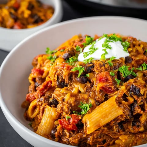 A bowl of enchilada pasta.