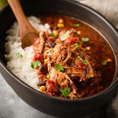 A bowl of slow cooker Mexican chicken.