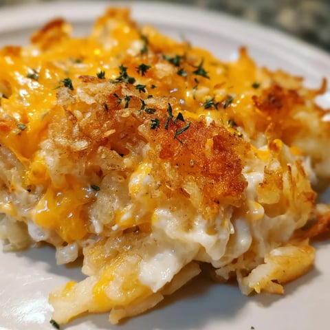 A plate of hash browns with cheese.