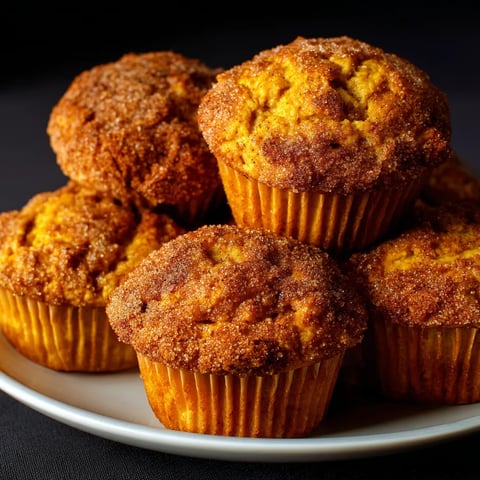 A plate of cinnamon sugar pumpkin muffins.