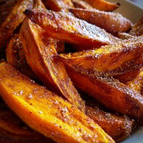 A bowl of sweet potato wedges.