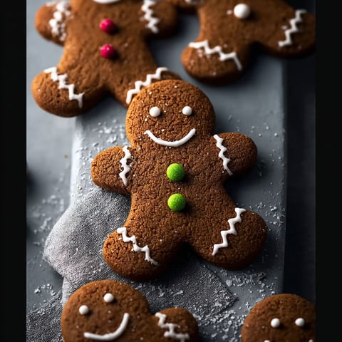 Gingerbread cookies with green and white icing.