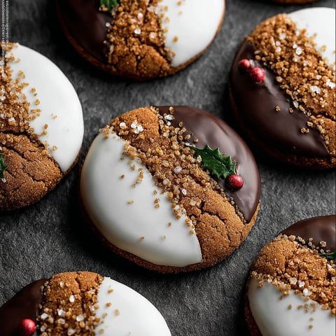 White and brown cookies with sprinkles.