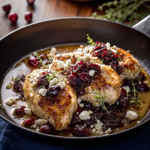 A delicious Cranberry Feta Chicken Bake.
