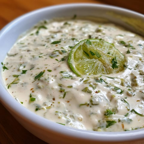 A bowl of zesty lime jalapeno ranch dressing.