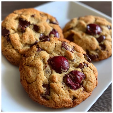 Two cookies with cherries on top.