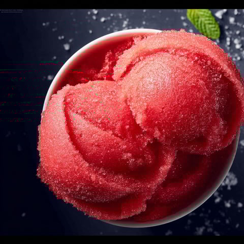 A bowl of watermelon sorbet.