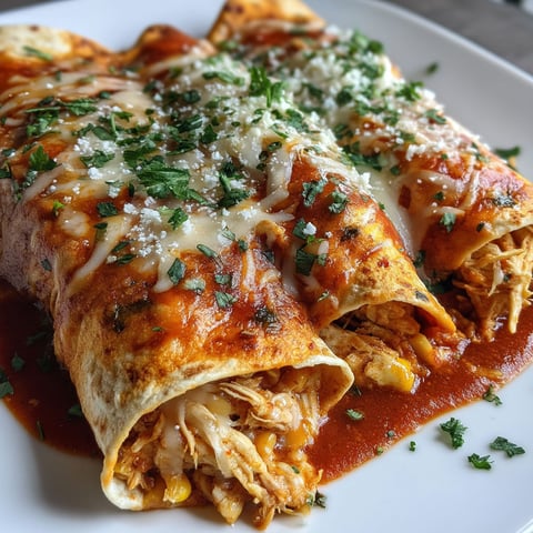 A plate of chicken enchiladas with a homemade sauce.