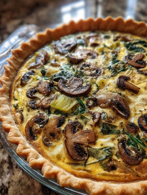 A gluten-free leek and mushroom quiche recipe.